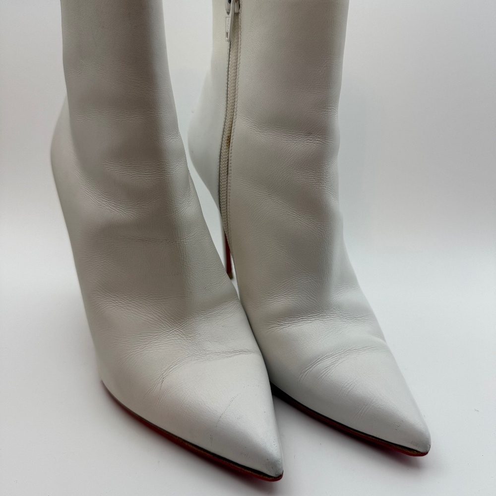 CHRISTIAN LOUBOUTIN SO KATE BOOTY 100 WHITE CALF LEATHER SIZE 41